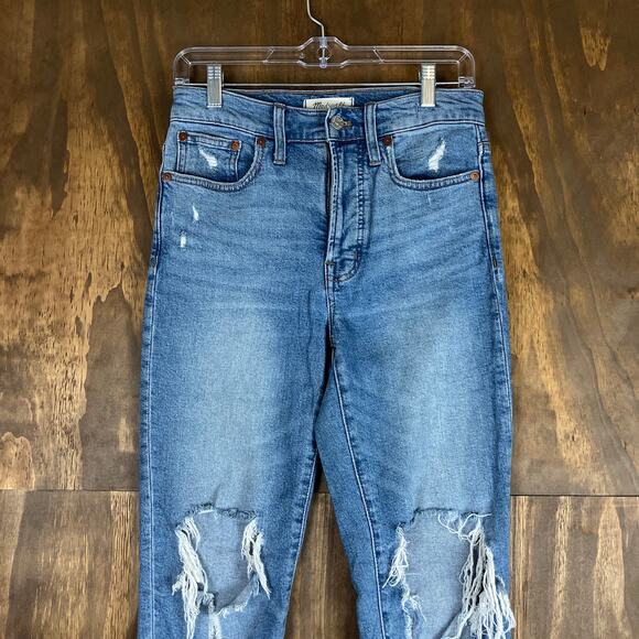 Madewell Womens Jeans Blue Denim High Rise Perfect Vintage Distressed Stretch 25 - Picture 2 of 12